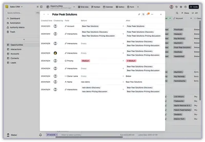Teable record history view