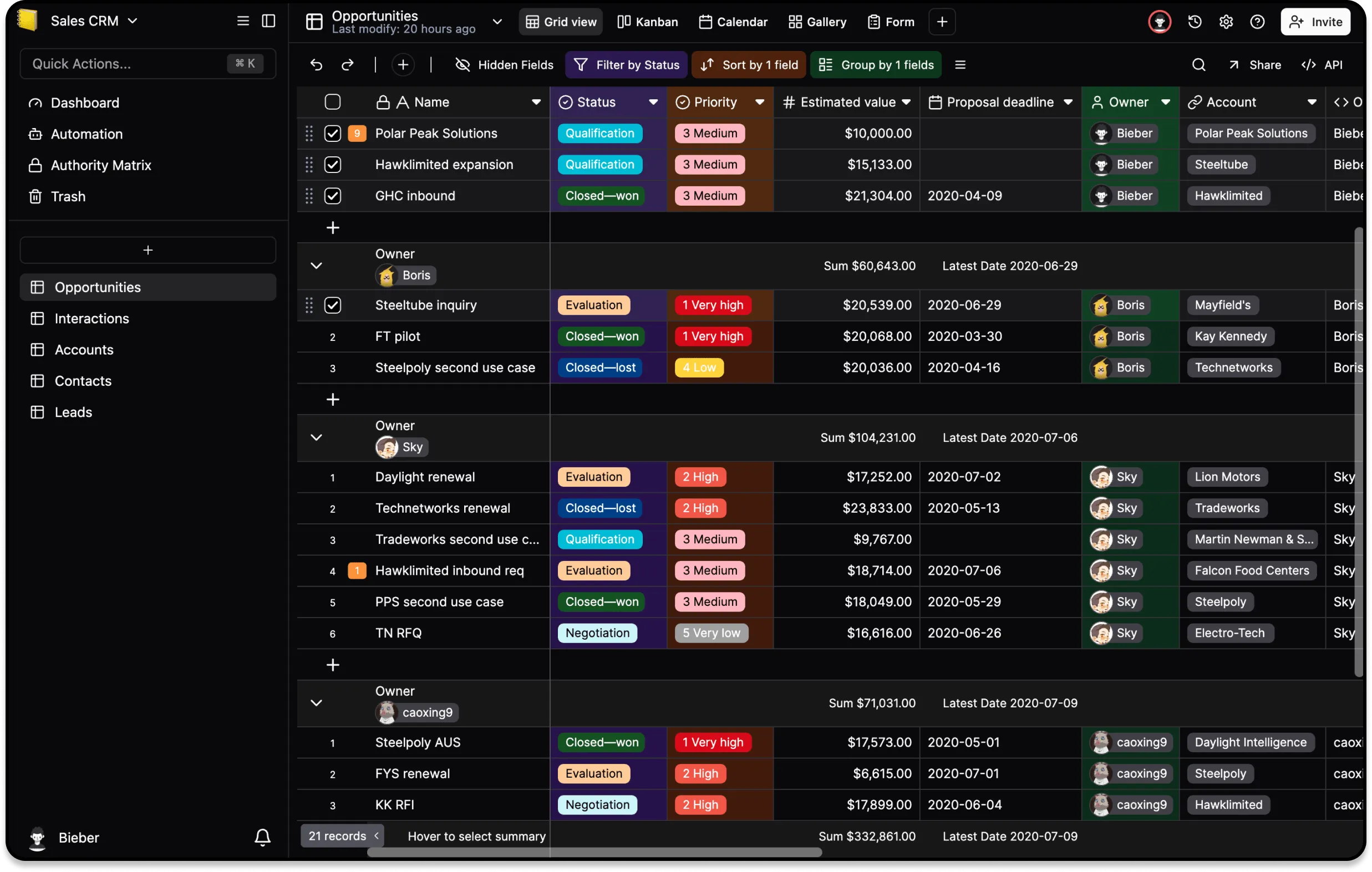 Teable self-hosted interface
